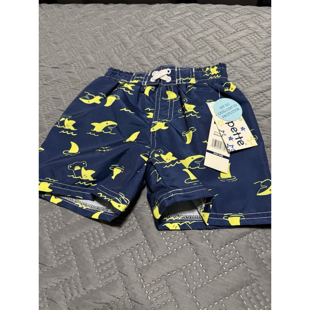 WIPPETTE BABY BOYS QUICK DRY SHARK SWIM SHORTS SPF 50 SIZE 24 MONTHS NWT